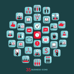 Flat business icons set Vector illustration