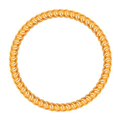 Obraz premium Golden chain - round frame on the white background