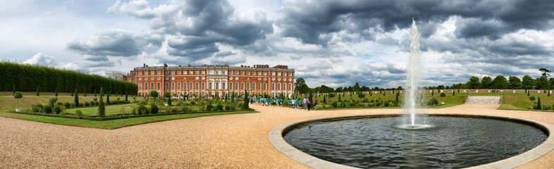 Hampton Court Palace and pond at Privy Gardens