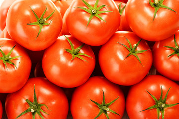 Fresh organic tomatoes on street stall