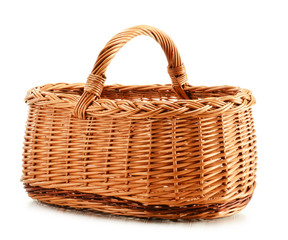 Fototapeta premium Empty wicker basket isolated on white