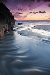 Vibrant beach sunset Cornwall England