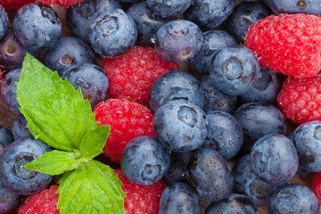 Blueberries and raspberries
