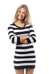 girl in a striped sweater
