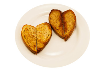 two heart-shaped toast