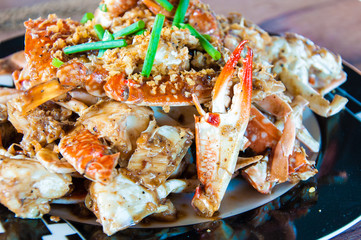 Blue crab cooked in traditional Thai style