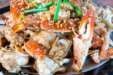 Blue crab cooked in traditional Thai style