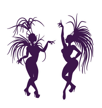 silhouettes of attractive samba queen