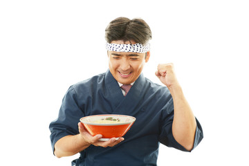 仕事中のラーメン職人