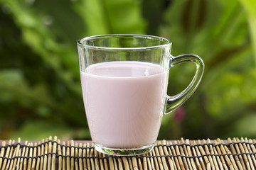 Glass of Strawberry flavour Milk