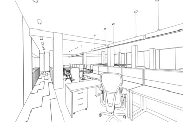 outline sketch of a interior office area