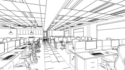 outline sketch of a interior office area