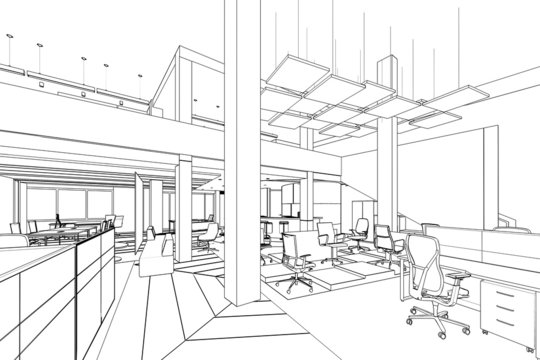 outline sketch of a interior office area