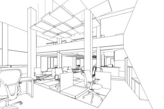 outline sketch of a interior office area
