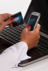 Credit card and laptop