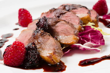 Duck with raspberry