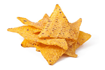 Naklejka premium Pile of nachos on a white background