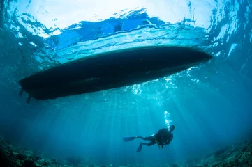 Sierkussen Onder water Underwater sunshine below the boat in Gorontalo, Indonesia.  © fenkieandreas