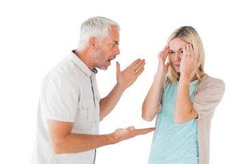 Angry man shouting at his partner
