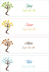 set of vector four seasons trees