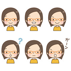 女性　顔　表情　セット