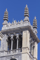 beautiful clock tower in the town hall in Valladolid, Spain