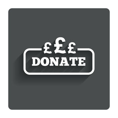 Donate sign icon. Pounds gbp symbol.