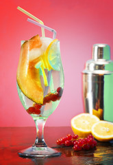 iced fruit cocktail with shaker