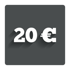 20 Euro sign icon. EUR currency symbol.