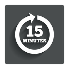 Obraz premium Every 15 minutes sign icon. Full rotation arrow.