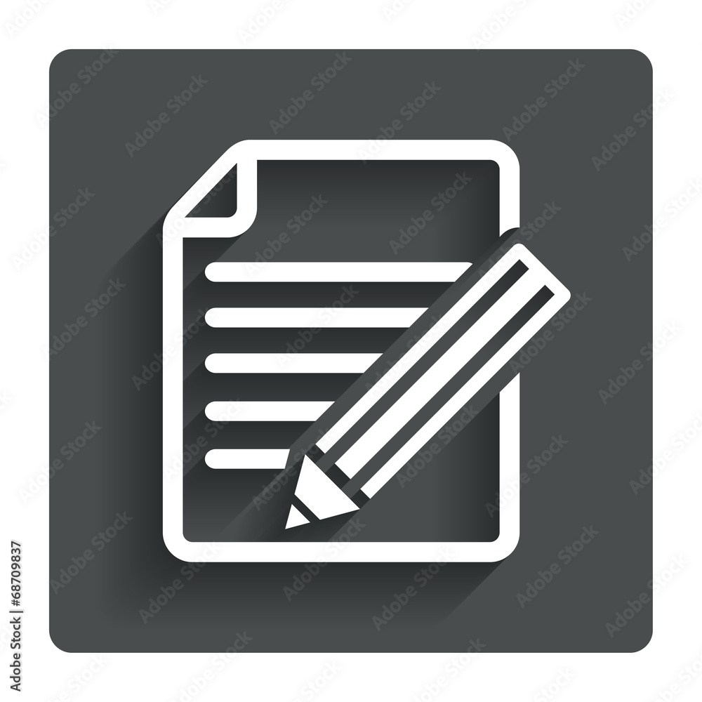 Poster edit document sign icon. edit content button.