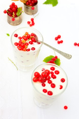 Joghurtmousse mit roten Johannisbeeren