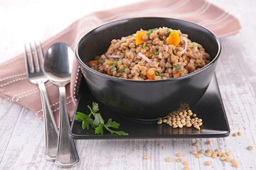 lentil with carrot and onion