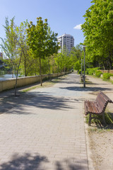 park and ride on the river bank Pisuerga valladolid, Spain