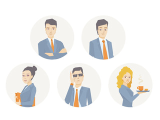 Vector illustration of a portrait of a business team of young bu