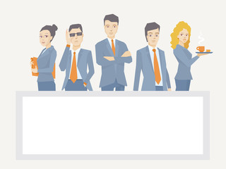 Vector illustration of a business team of young businesspeople s