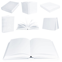 Collage of white empty books