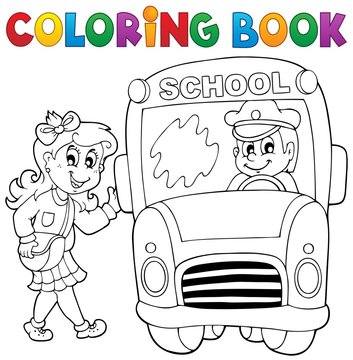 Coloring book school bus theme 3