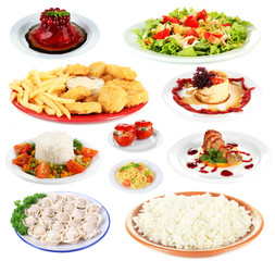 Food collage isolated on white