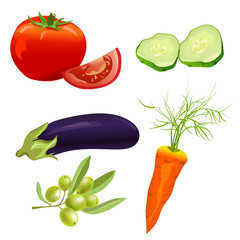 set of different vegetables