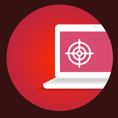 vector illustration laptop with the target on the screen on a re