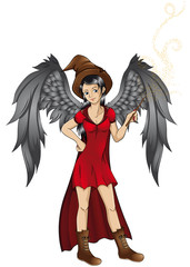 hübsche Hexe mit Flügeln