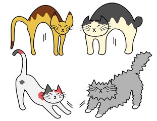 伸びをする猫たち