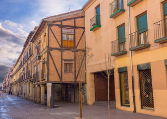 Cobbled streets of the old town of Alcala de Henares, Spain