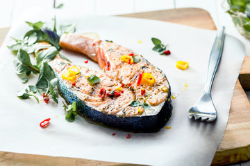 Cutlet of grilled gourmet salmon