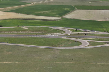 overview crossroads in the countryside