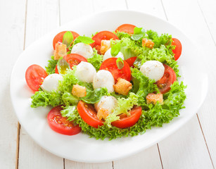 Fresh Italian salad with mozzarella cheese