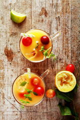 Glasses of fresh summer fruit cocktail