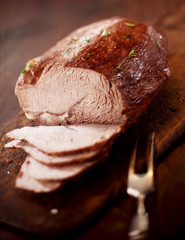 Carving roast meat for dinner