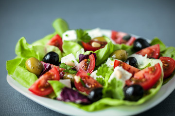 Mediterranean salad with feta and olives